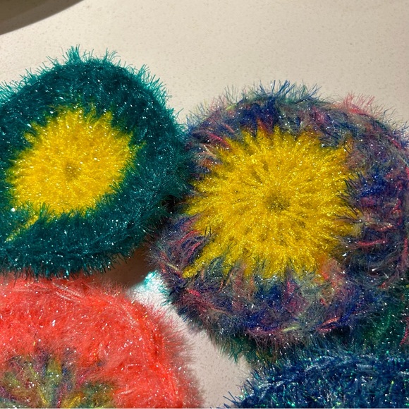 Crochet Sparkly Kitchen Scrub Sponge for Dishes- Set of 2 - Picture 5 of 12